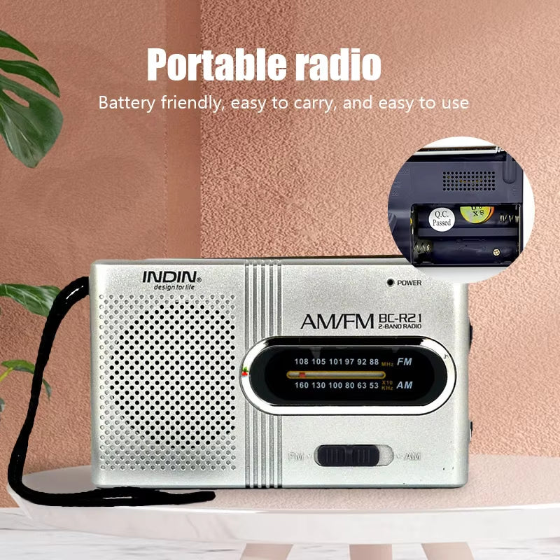 Mini Radio AM/FM Portable, Battery-Operated, Best Reception