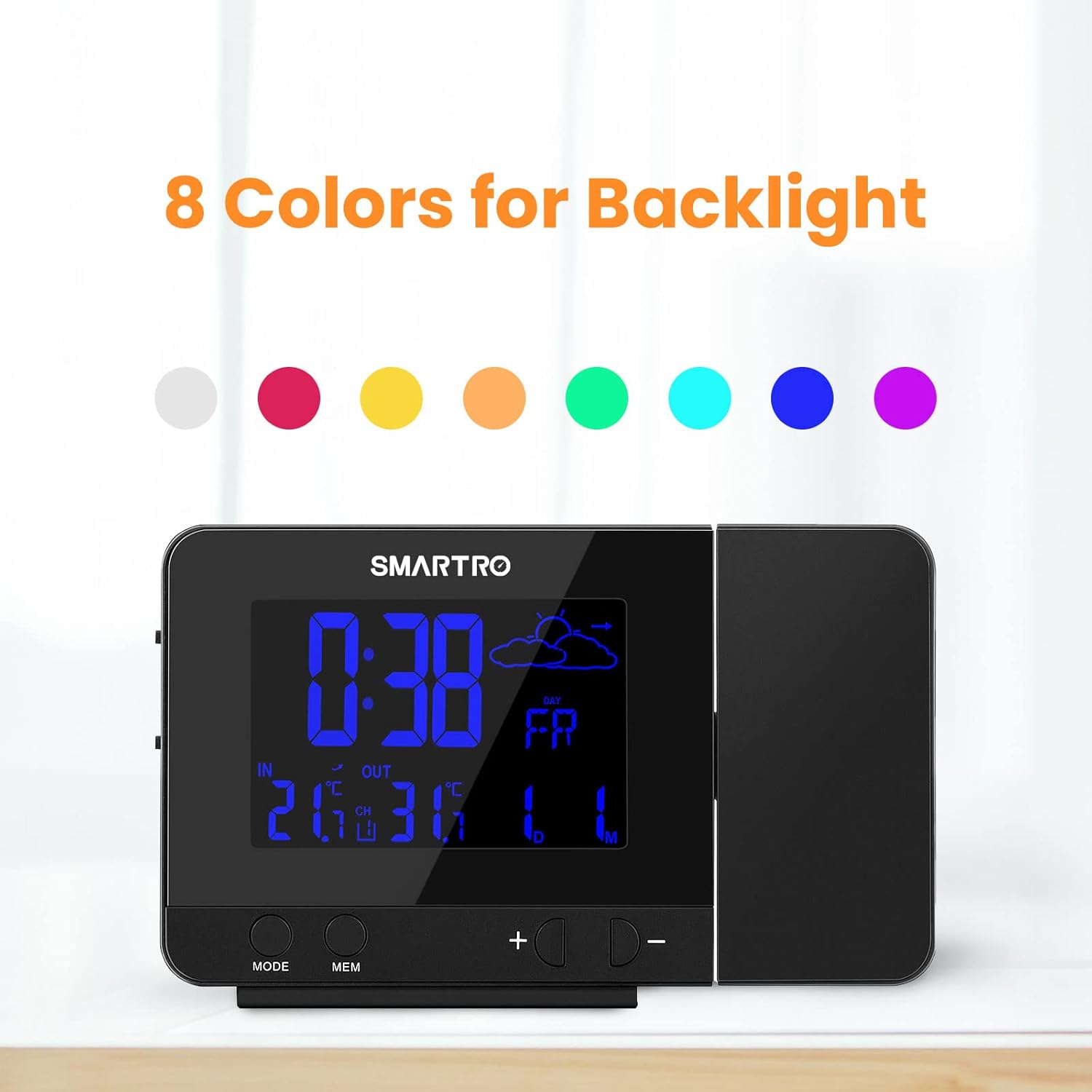 Digital Projection Alarm Clock with Weather Station