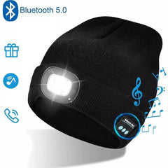 Unisex Bluetooth Headlamp Hat with LED, Speakers & Mic for Sports