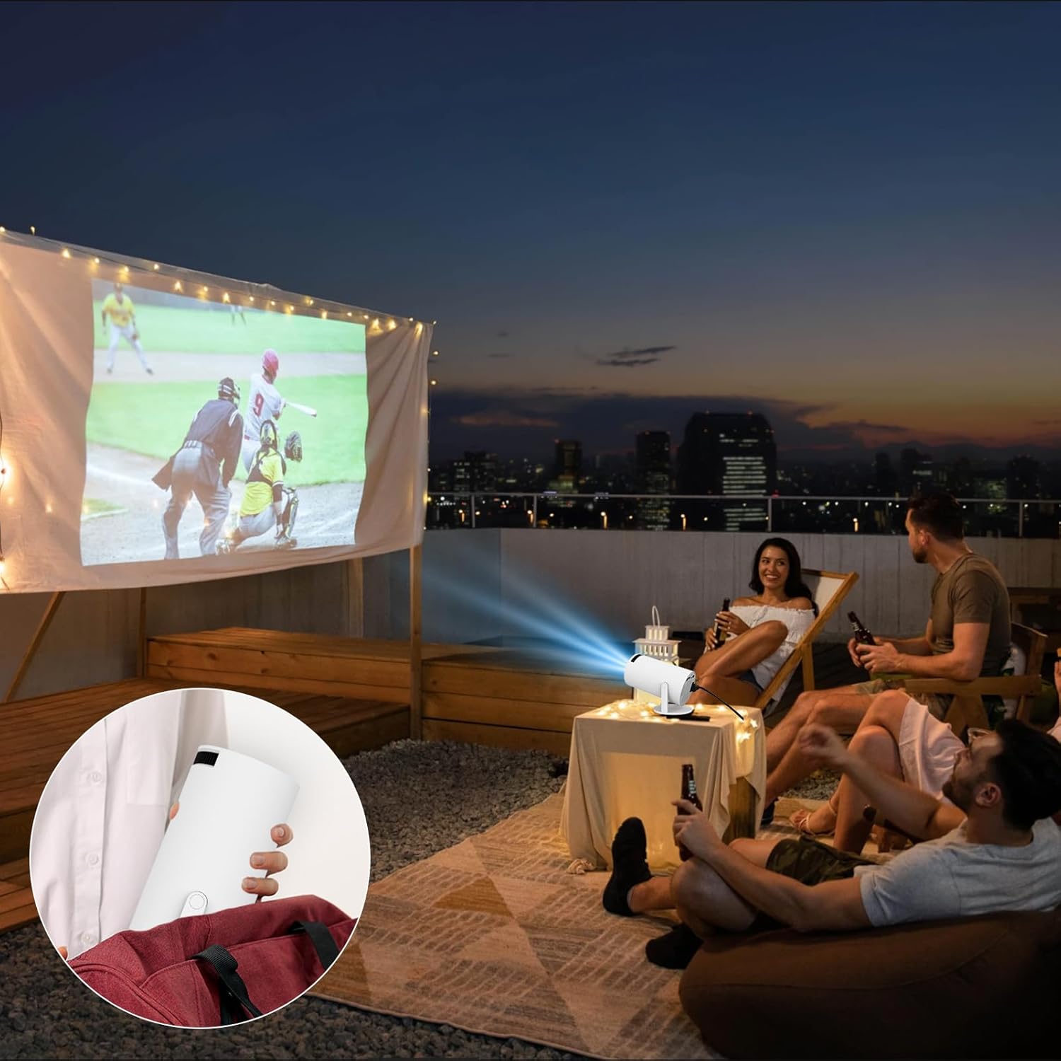 Mini Projector with WIFI 6 and Bluetooth, 4K 1080P Support Portable Projector