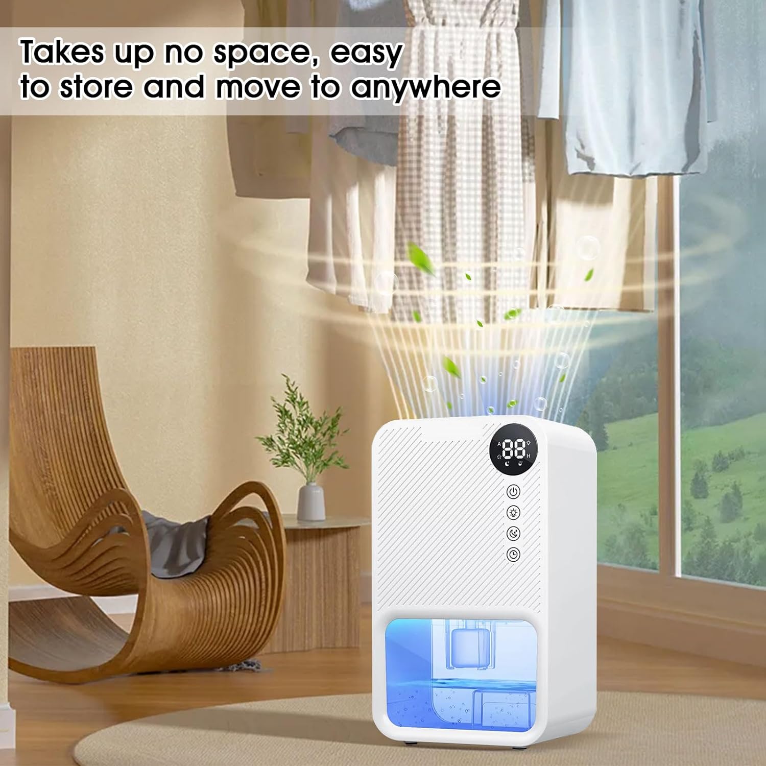 Compact 40 oz Portable Dehumidifier with Digital Display & Auto-Off for 500 sq. ft.