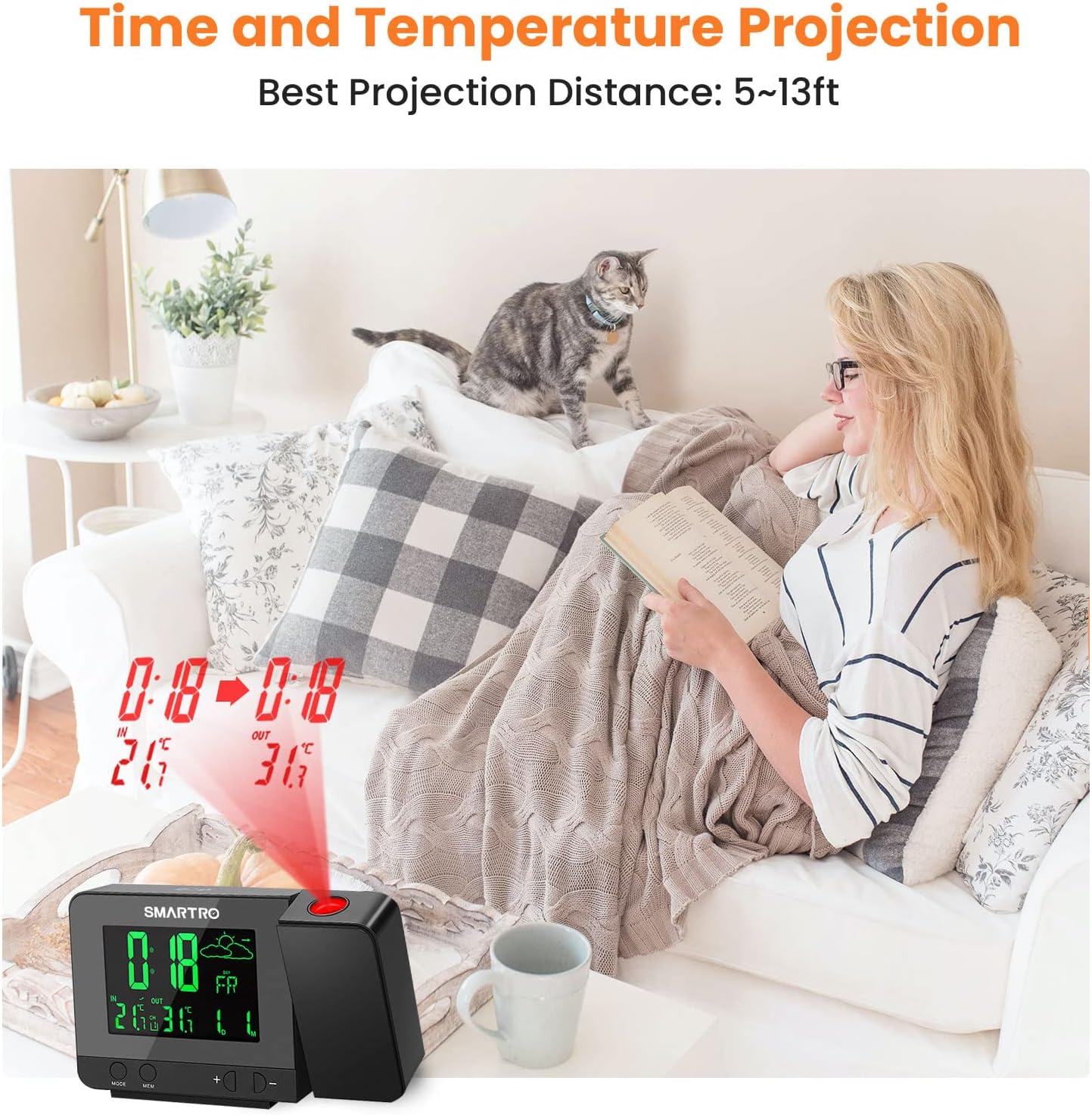 Digital Projection Alarm Clock with Weather Station