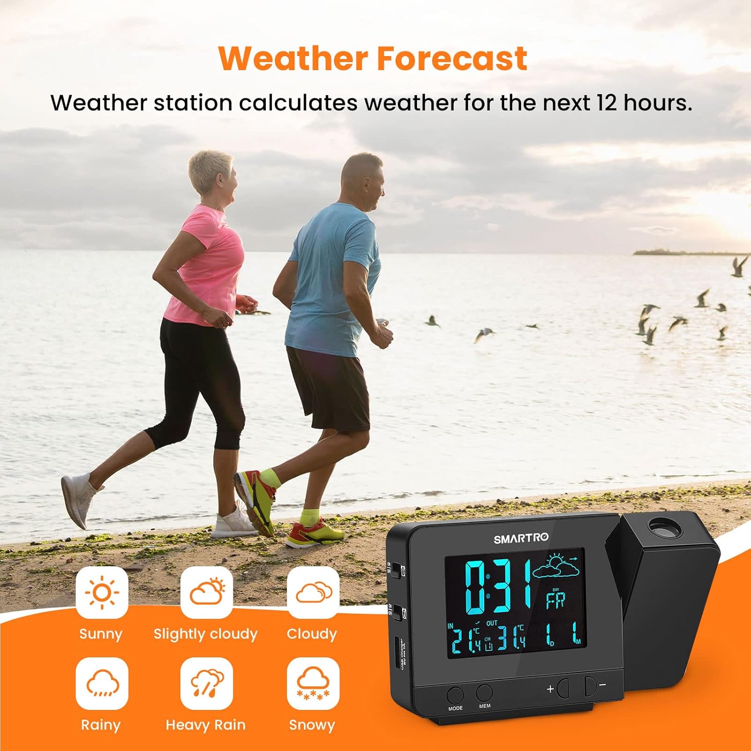 Digital Projection Alarm Clock with Weather Station