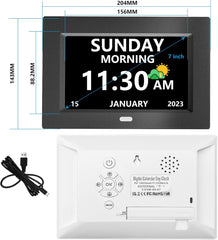 7 Inch Clock with Day and Date for Elderly Large Display Digital Clock