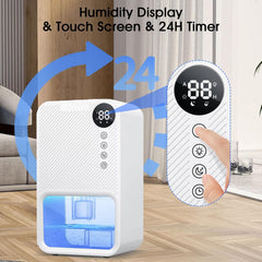 Compact 40 oz Portable Dehumidifier with Digital Display & Auto-Off for 500 sq. ft.