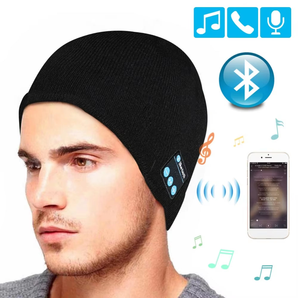 Unisex Bluetooth Headlamp Hat with LED, Speakers & Mic for Sports