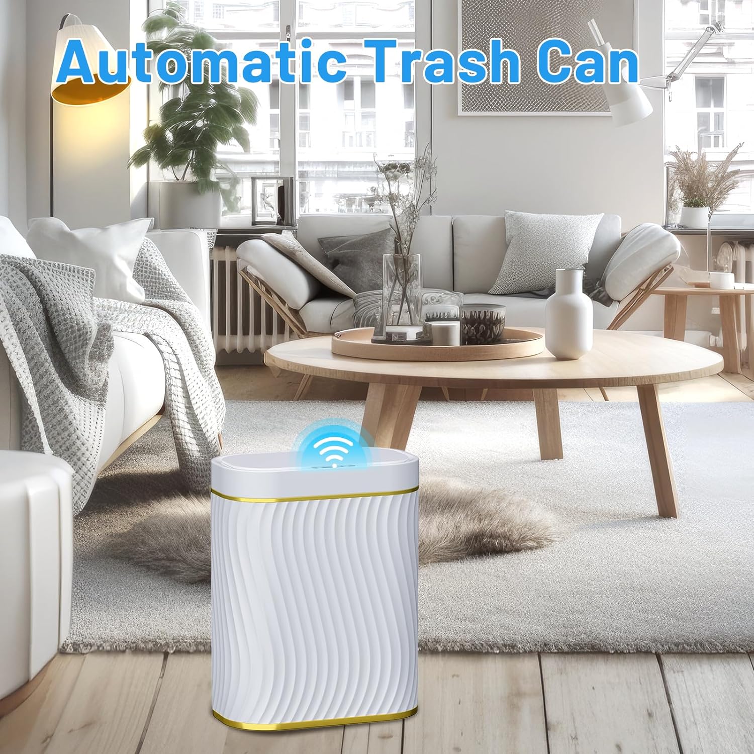 Bathroom Small Trash Can with Automatic Touchless Lid, 2.6 Gallon