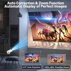 Mini Projector with WIFI 6 and Bluetooth, 4K 1080P Support Portable Projector