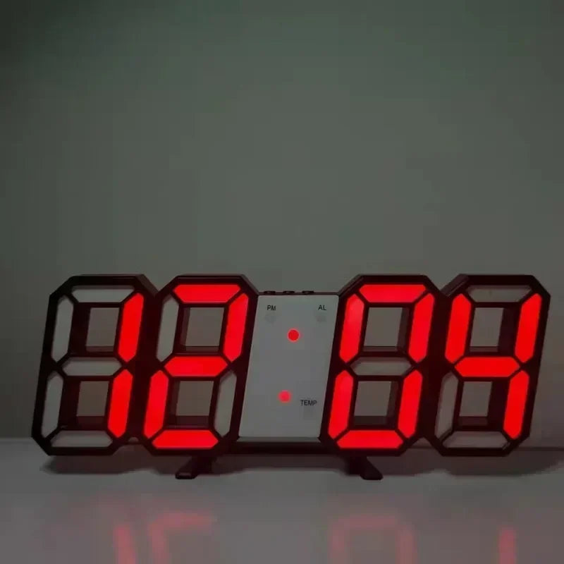 3D LED Digital Alarm Wall Clock with Time, Date & Temp