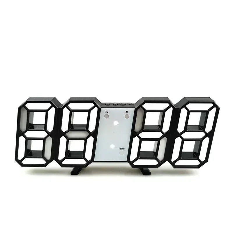 3D LED Digital Alarm Wall Clock with Time, Date & Temp