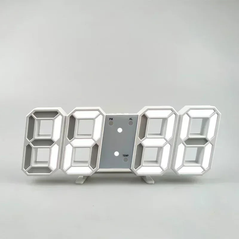 3D LED Digital Alarm Wall Clock with Time, Date & Temp