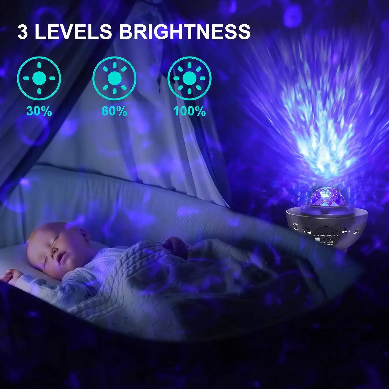 Starry Galaxy Night Light Projector with Bluetooth & USB Music