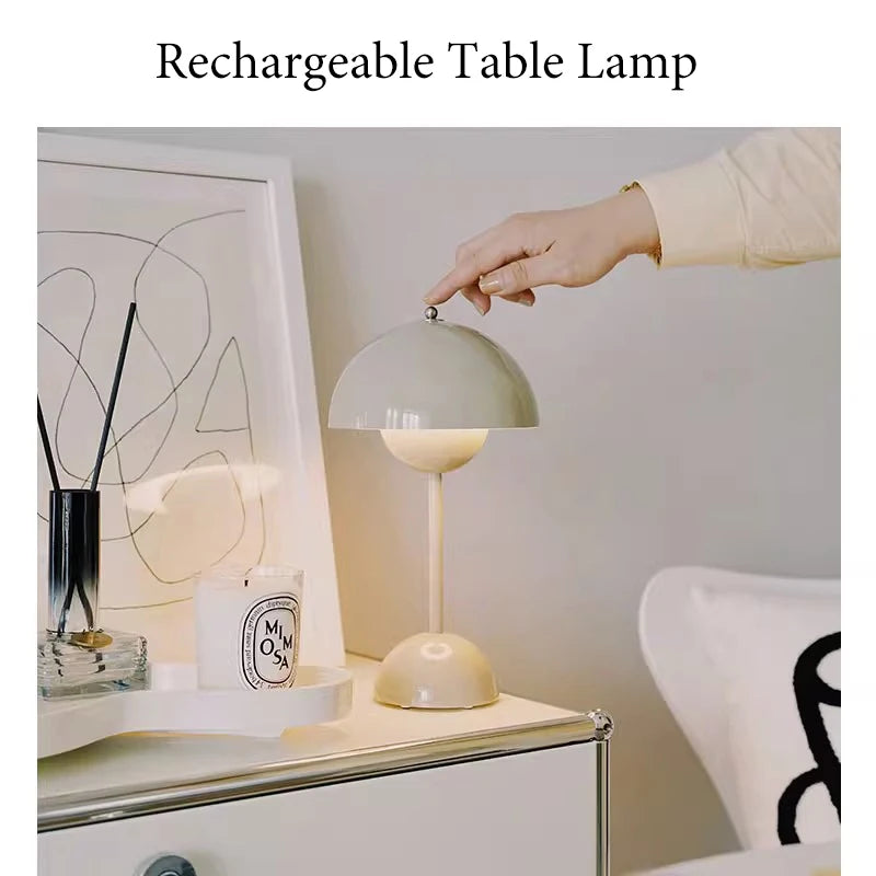 Touch-Controlled Table Lamp | Infinitely Dimmable Mushroom Desk Light