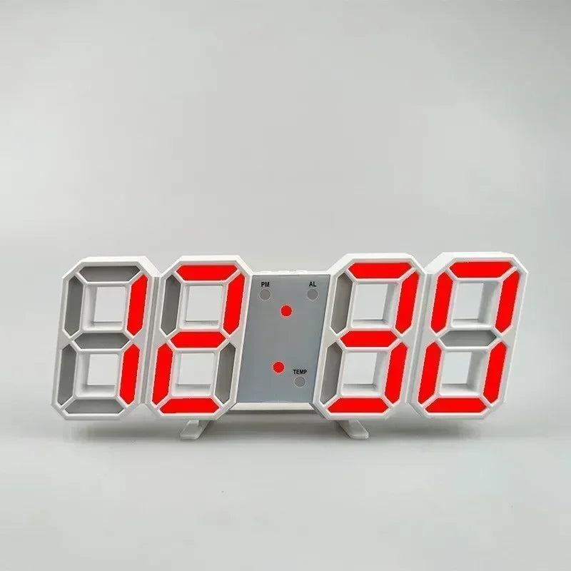 3D LED Digital Alarm Wall Clock with Time, Date & Temp