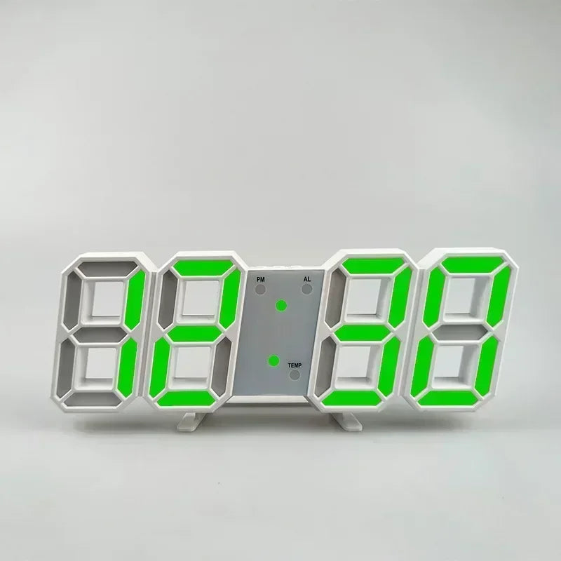 3D LED Digital Alarm Wall Clock with Time, Date & Temp