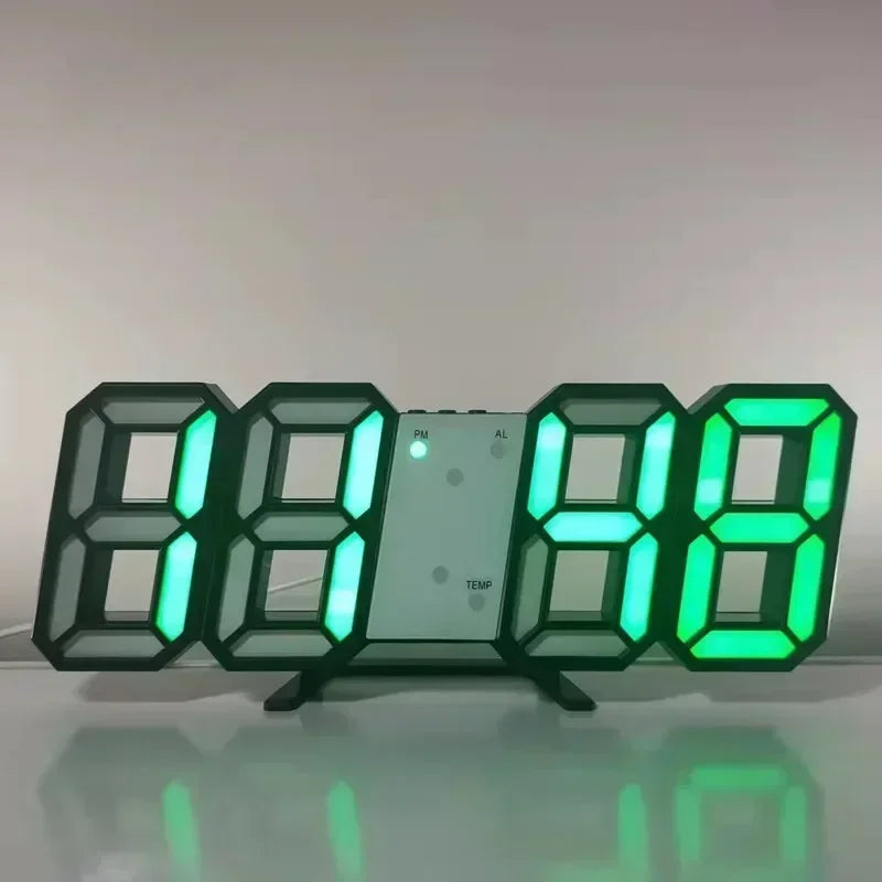 3D LED Digital Alarm Wall Clock with Time, Date & Temp