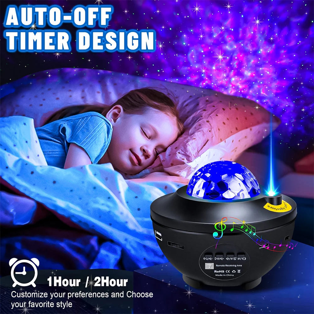 Starry Galaxy Night Light Projector with Bluetooth & USB Music