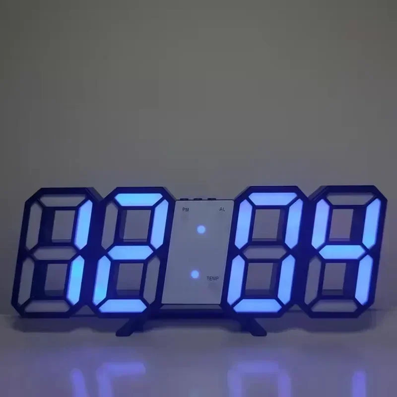 3D LED Digital Alarm Wall Clock with Time, Date & Temp