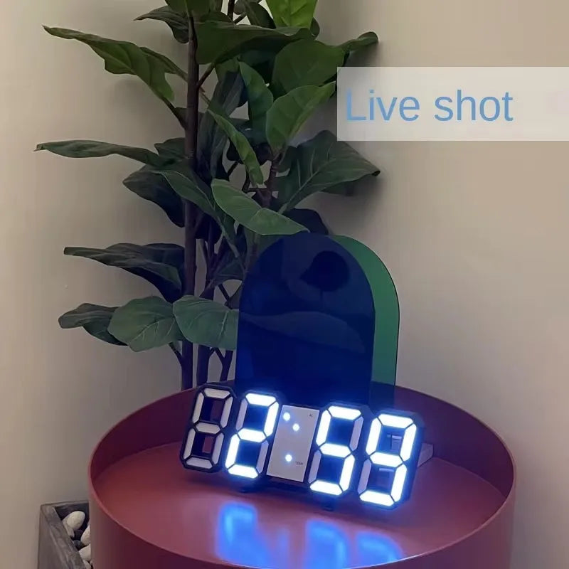 3D LED Digital Alarm Wall Clock with Time, Date & Temp