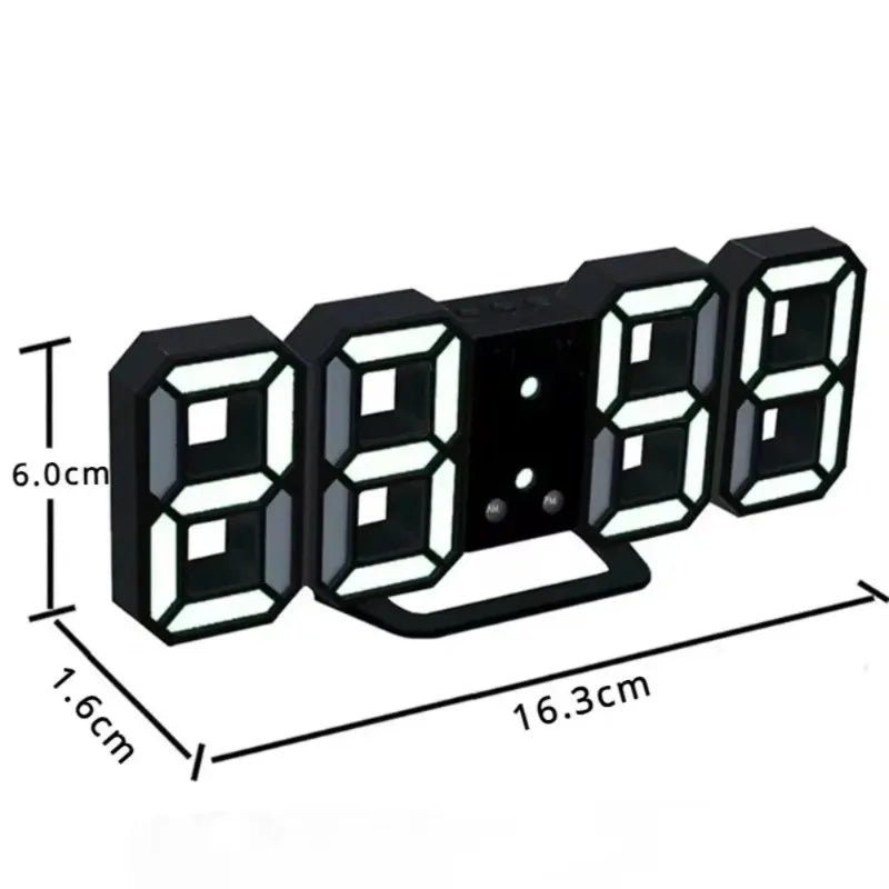 3D LED Digital Alarm Wall Clock with Time, Date & Temp