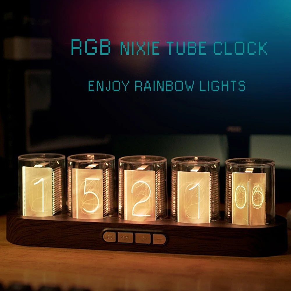 Digital Tube Clock | RGB LED Glow for Game Room Decor