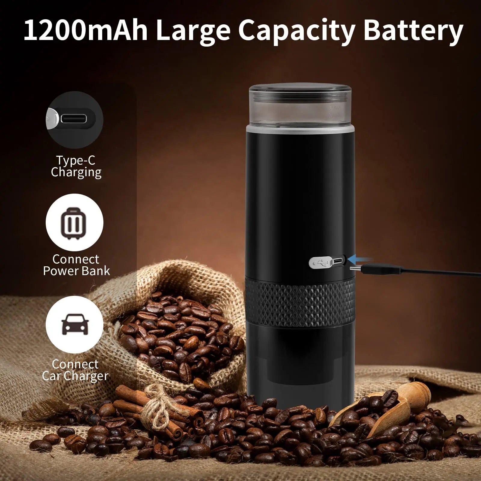 Portable Electric Coffee Maker for Ground Coffee & Capsules