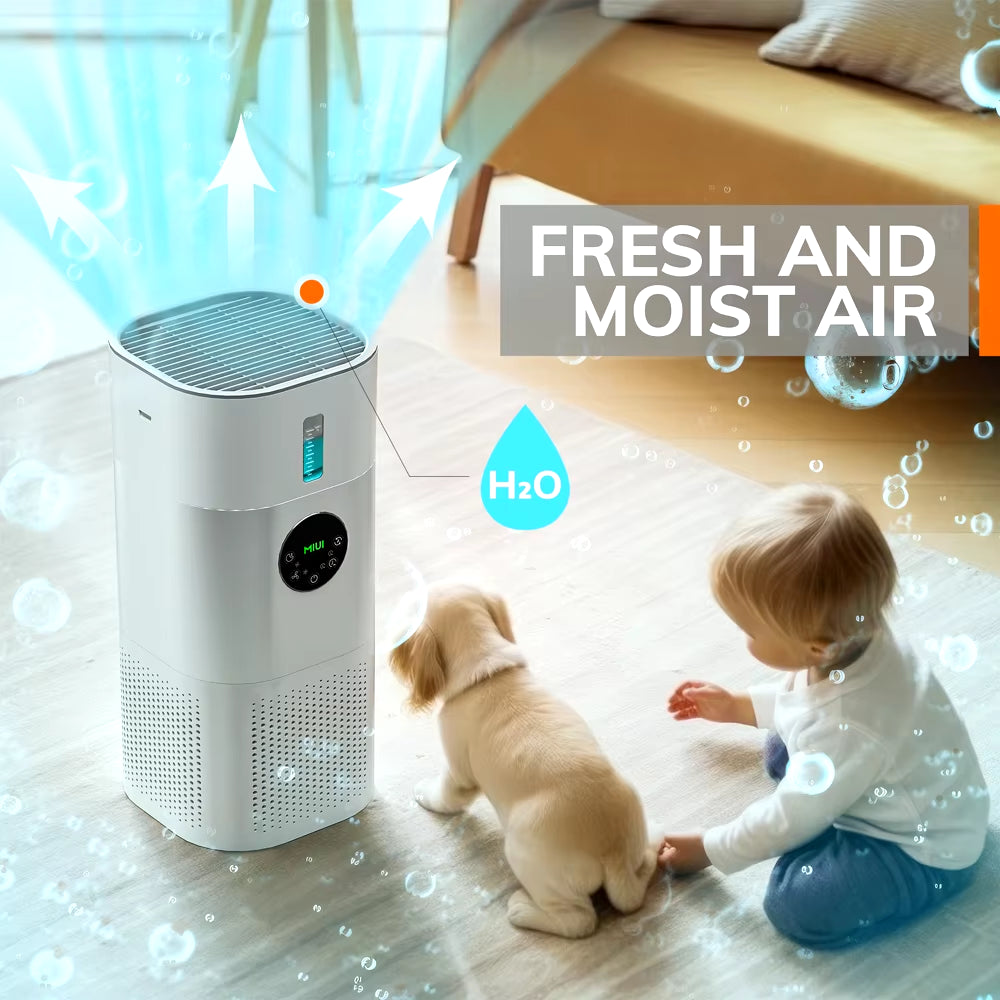 Air Purifier & Humidifier Combo for Allergies, Pets, Smoke